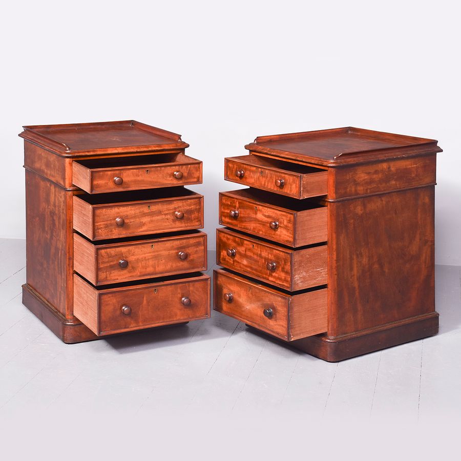 Antique Superb Pair of Mid-Victorian Small Mahogany Chests/Lockers in Flame Spanish Mahogany