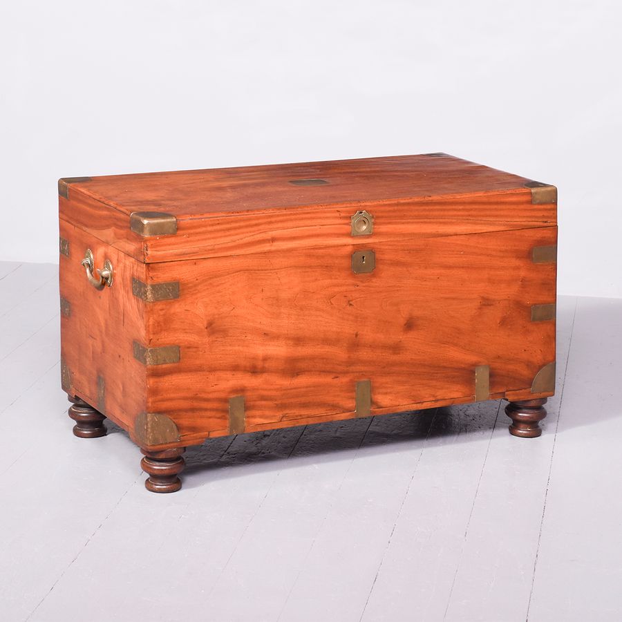 Exceptional Quality Victorian Brass-Bound, Solid Camphorwood Trunk