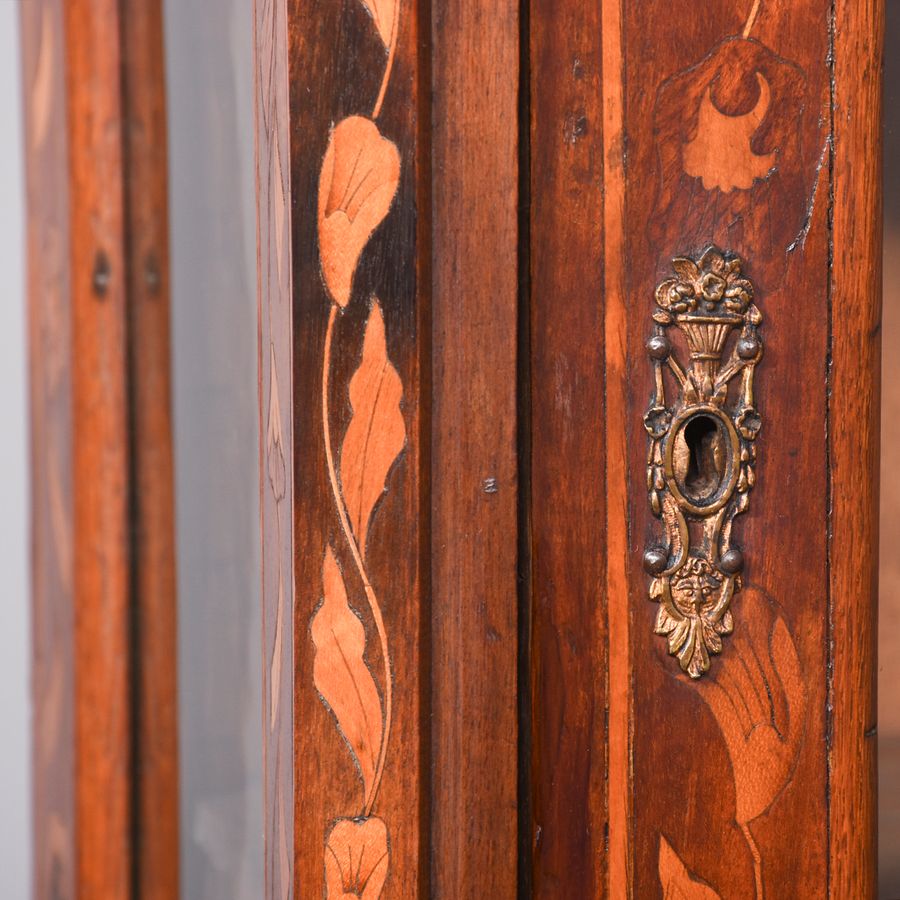 Antique Early 19th Century Dutch Marquetry Inlaid Mahogany Bookcase on Chest