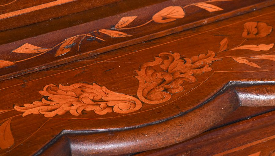 Antique Early 19th Century Dutch Marquetry Inlaid Mahogany Bookcase on Chest