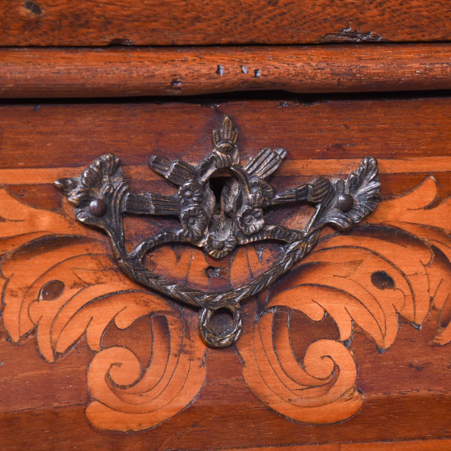 Antique Early 19th Century Dutch Marquetry Inlaid Mahogany Bookcase on Chest