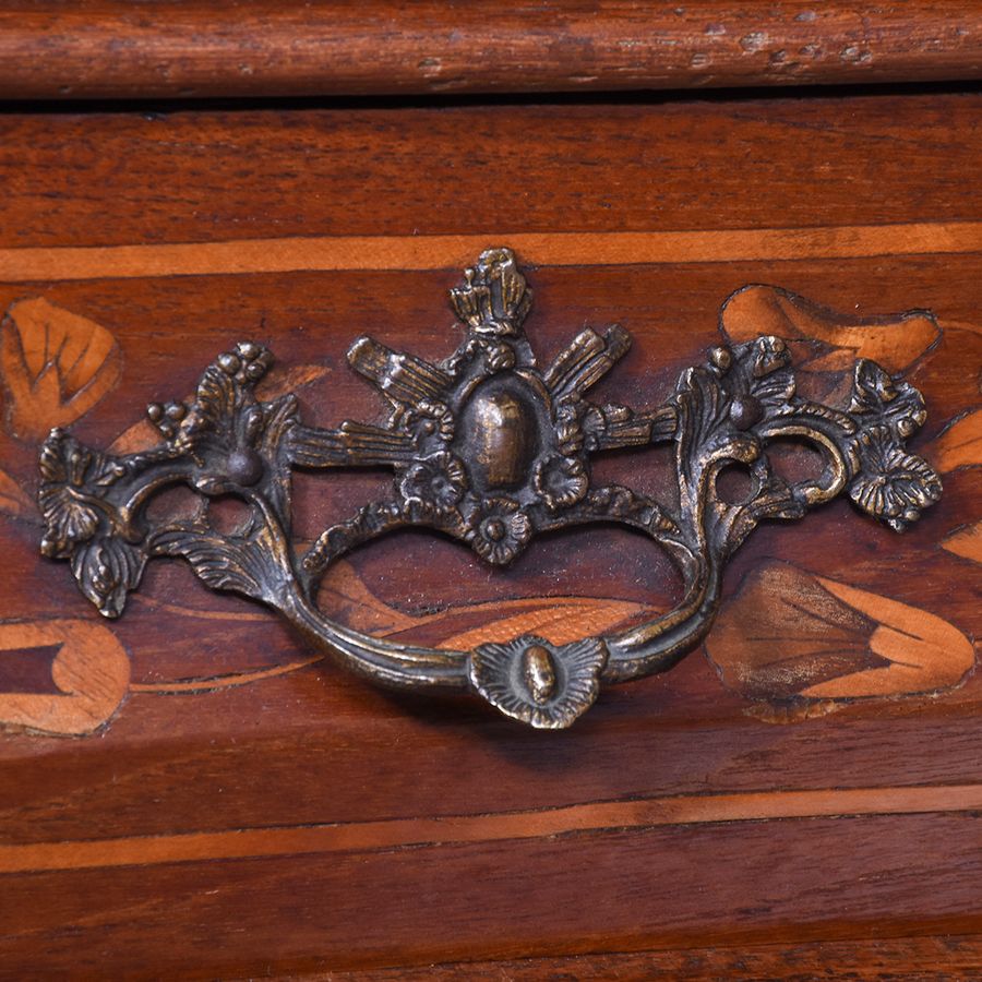 Antique Early 19th Century Dutch Marquetry Inlaid Mahogany Bookcase on Chest