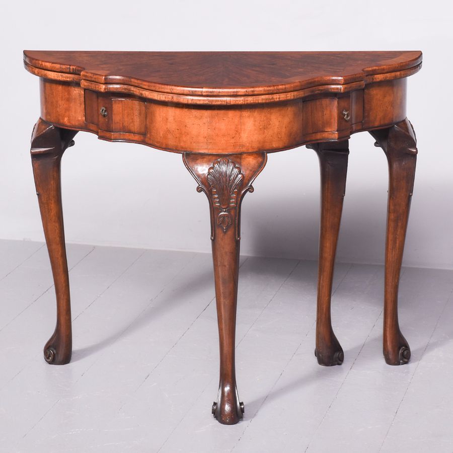 A George II Style Shaped-Front Fold-Over Games Table