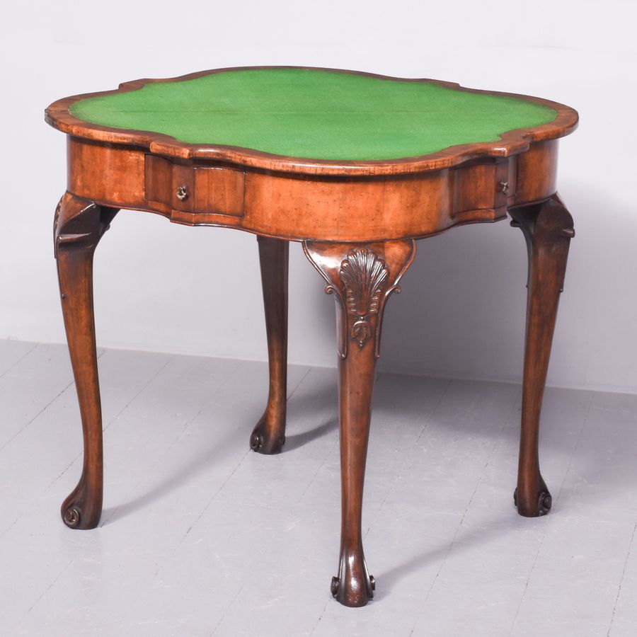 Antique A George II Style Shaped-Front Fold-Over Games Table