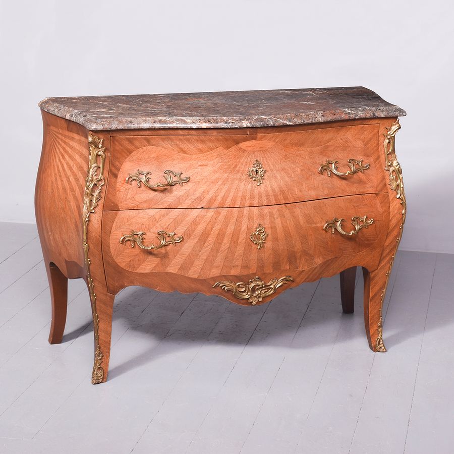 French Marble Top Serpentine Front Rococo Style Commode