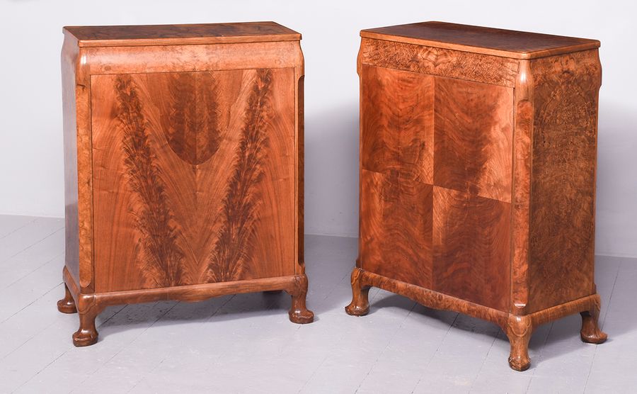 Antique Pair of Burr Walnut Cabinets by Whytock & Reid of Edinburgh