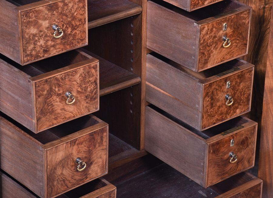 Antique Pair of Burr Walnut Cabinets by Whytock & Reid of Edinburgh