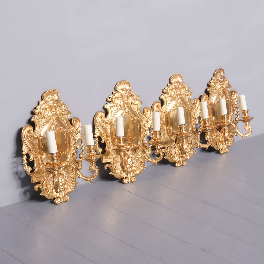 Antique Set of Four Exhibition Quality Ormolu Wall Sconces