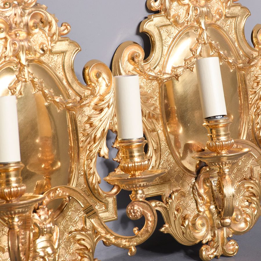 Antique Set of Four Exhibition Quality Ormolu Wall Sconces