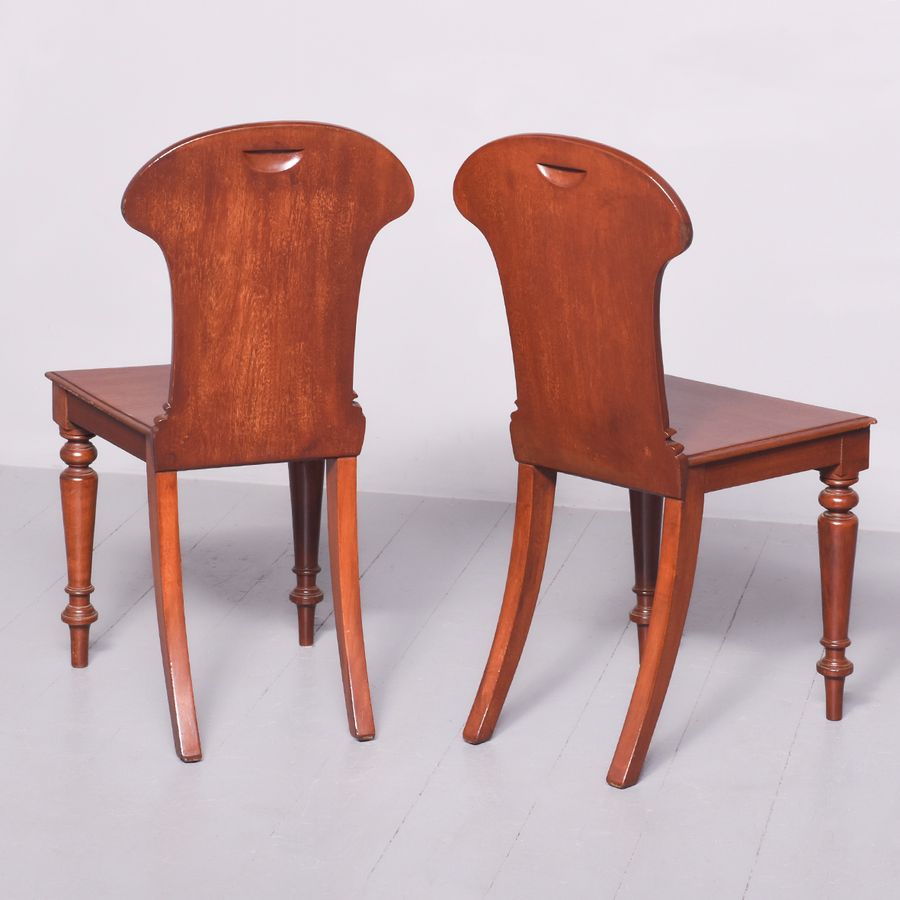 Antique Elegant Pair of George III Mahogany Hall Chairs