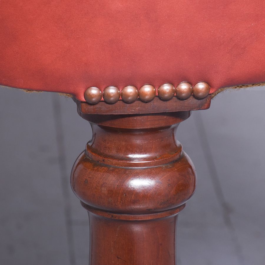 Antique Victorian Mahogany Leather Upholstered Cock-Fighting or Office Chair