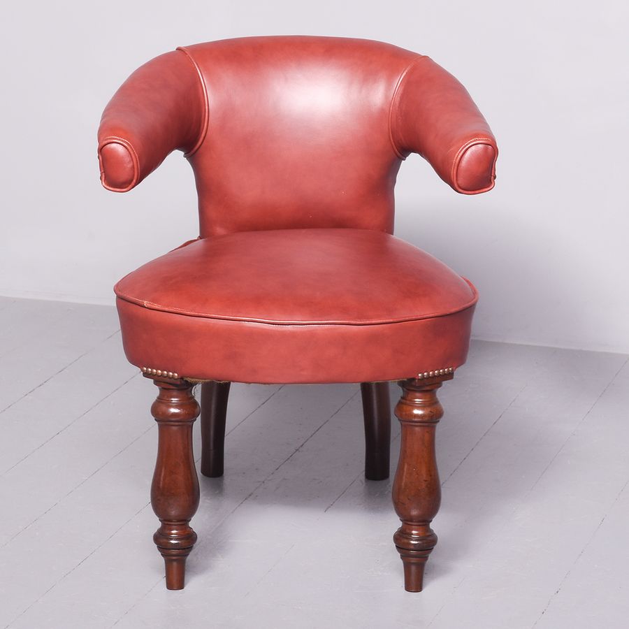 Antique Victorian Mahogany Leather Upholstered Cock-Fighting or Office Chair