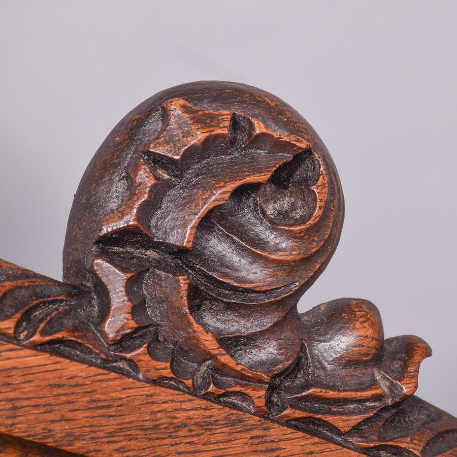 Antique Carved Oak Pedestal Sideboard in the Style of EW Pugin