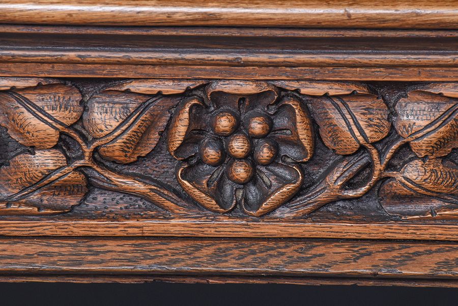 Antique Carved Oak Pedestal Sideboard in the Style of EW Pugin