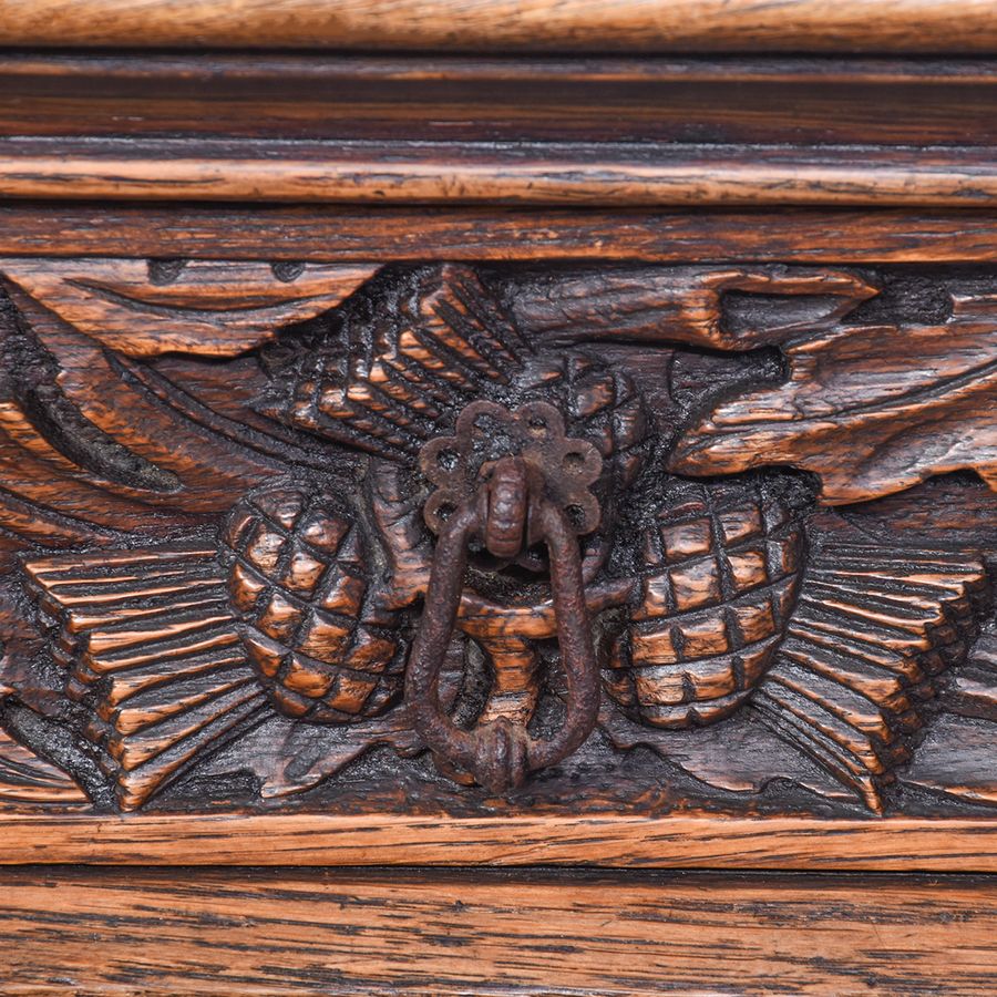 Antique Carved Oak Pedestal Sideboard in the Style of EW Pugin