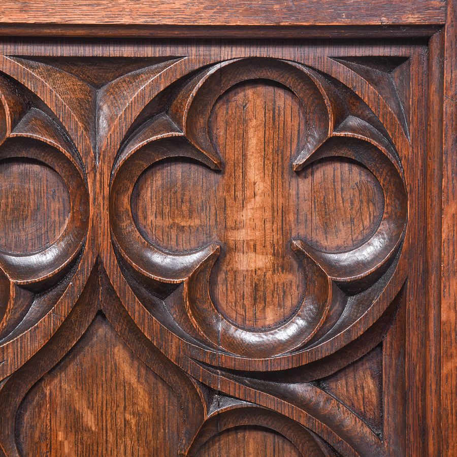 Antique Carved Oak Pedestal Sideboard in the Style of EW Pugin