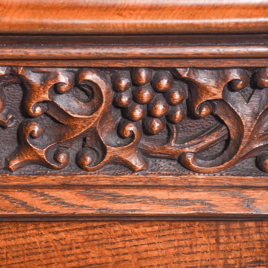 Antique Carved Oak Pedestal Sideboard in the Style of EW Pugin