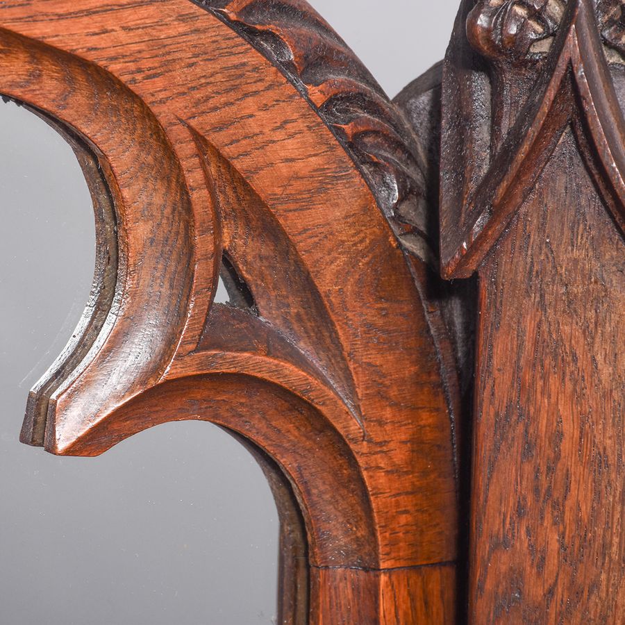 Antique Carved Oak Pedestal Sideboard in the Style of EW Pugin