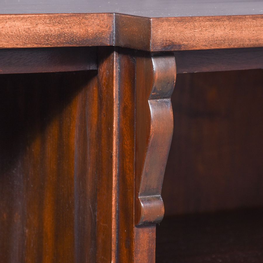 Antique Neat-Sized, Three Section Mahogany Breakfront Bookcase with Adjustable Shelves