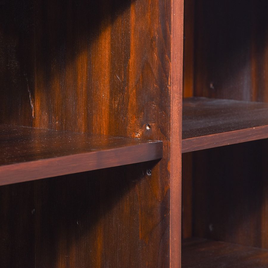 Antique Neat-Sized, Three Section Mahogany Breakfront Bookcase with Adjustable Shelves