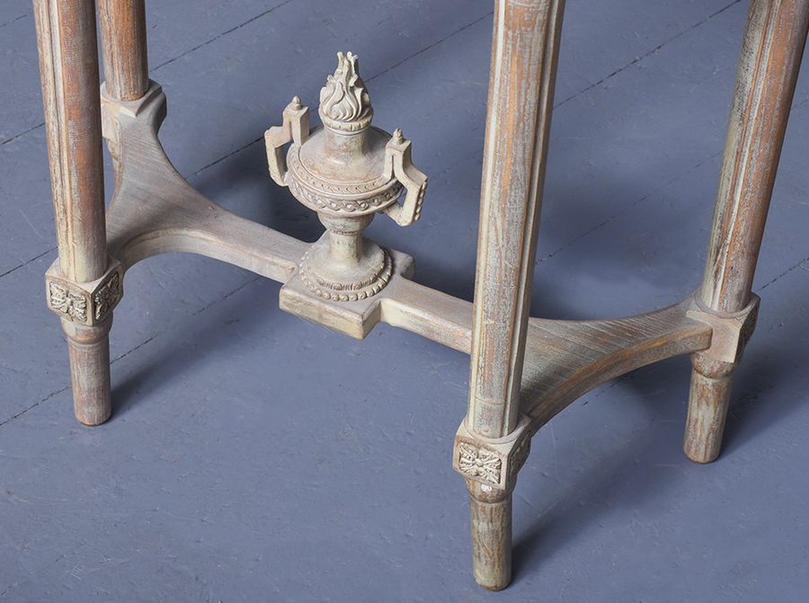 Antique Pair Of Louis XV Style Painted, Carved Hardwood Demi-Lune Tables