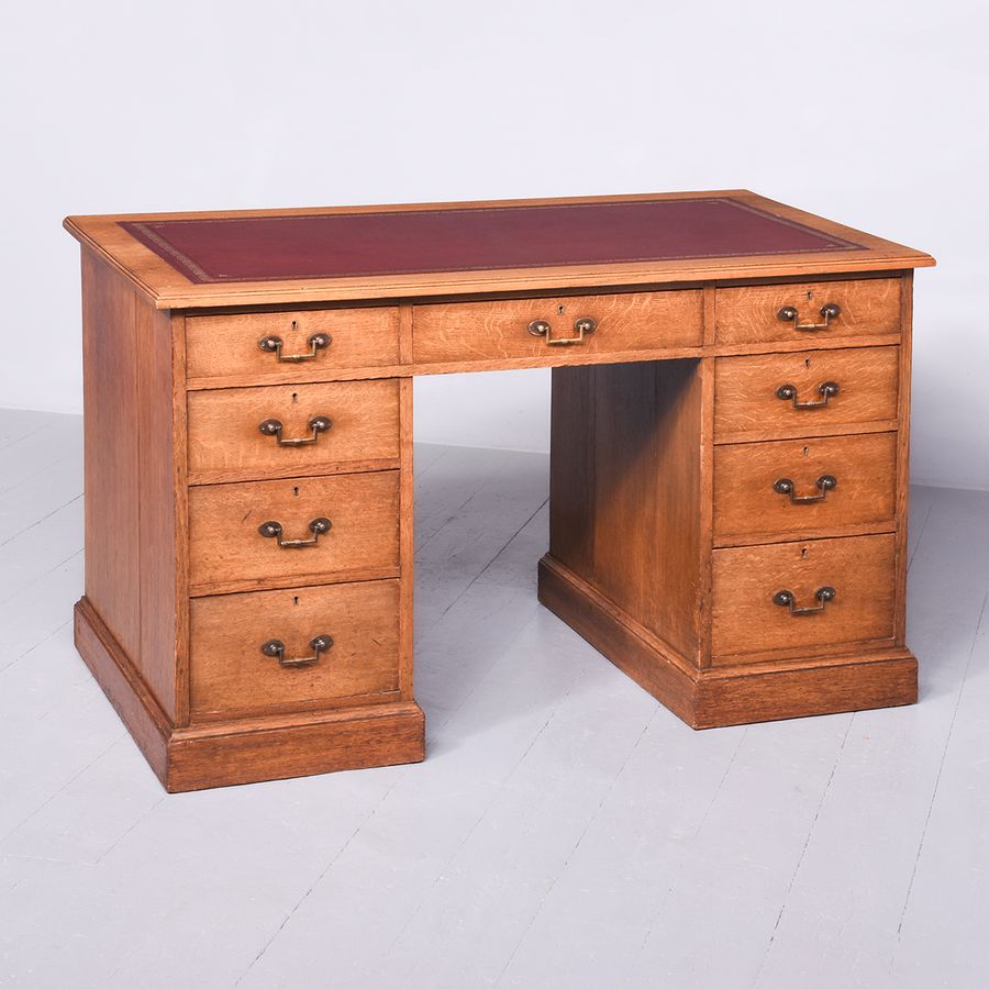 Late Victorian Oak Kneehole Writing Desk