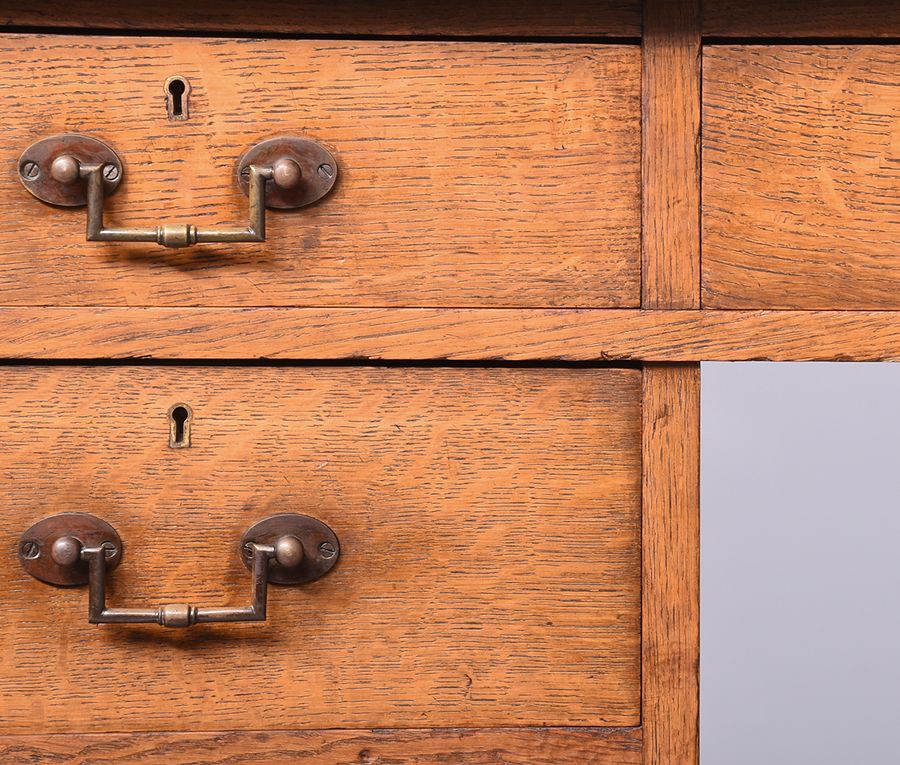 Antique Late Victorian Oak Kneehole Writing Desk 