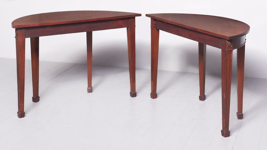 Antique Pair of Mahogany Demi-Lune Side Tables