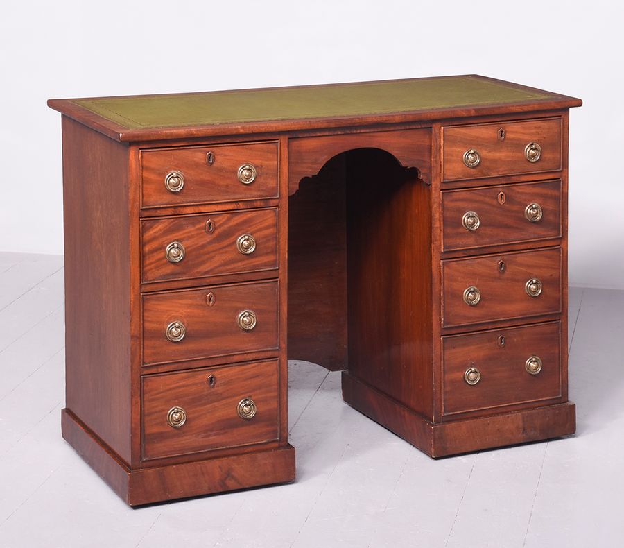 Neat Size Late Victorian Mahogany Knee Hole Desk