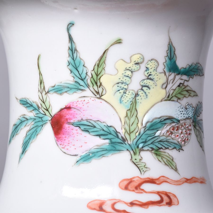 Antique Chinese Famille Rose Baluster-Shaped Hand-Painted Porcelain Vase