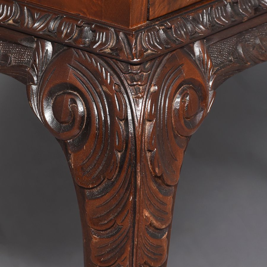 Antique Georgian-Style Burr Walnut Glazed Display Cabinet on A Carved Stand