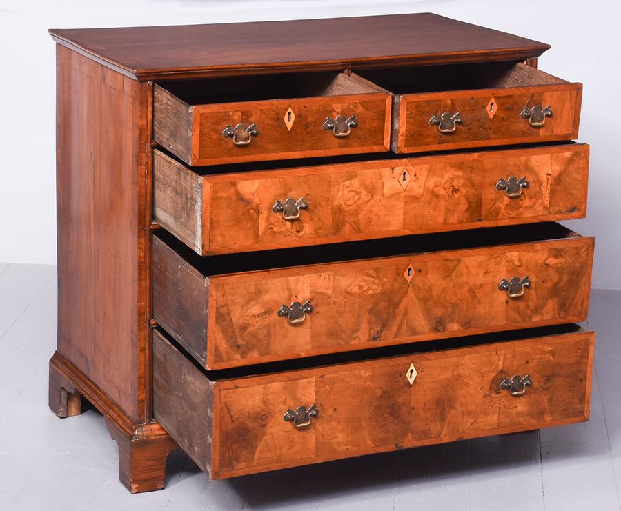 Antique George II Figured Walnut Chest Of Drawers