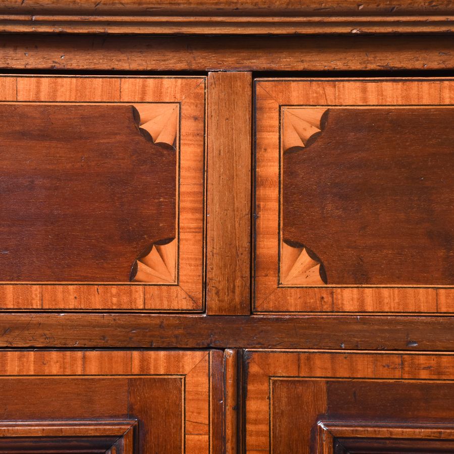 Antique Outstanding Quality Edwardian Sheraton-Style Inlaid Mahogany Cabinet Bookcase, Possibly Maple And Co