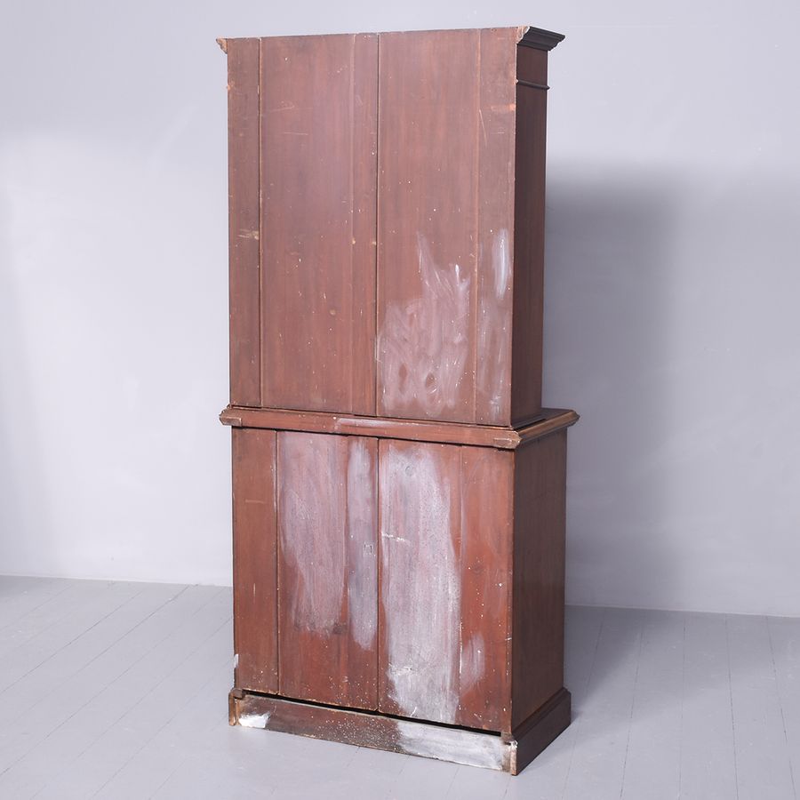 Antique Outstanding Quality Edwardian Sheraton-Style Inlaid Mahogany Cabinet Bookcase, Possibly Maple And Co