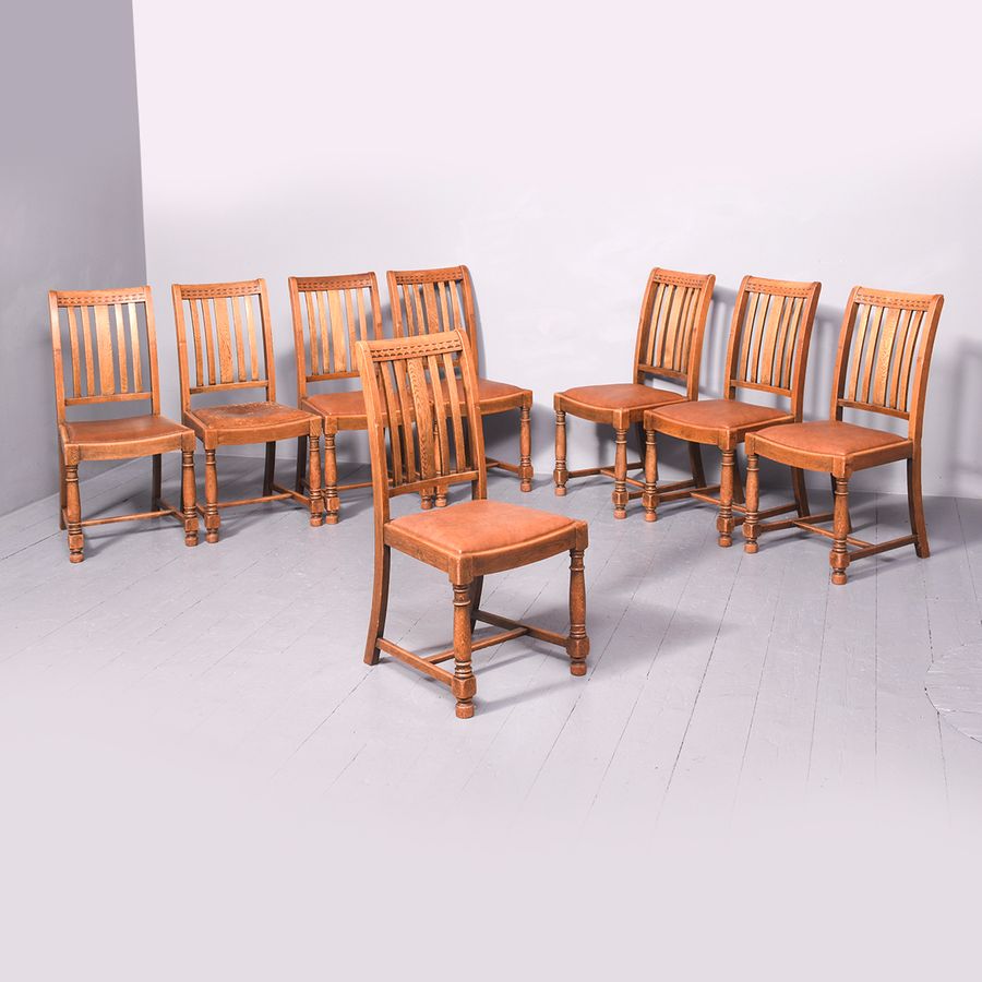 Quality Set of 8 Solid Oak Dining Chairs