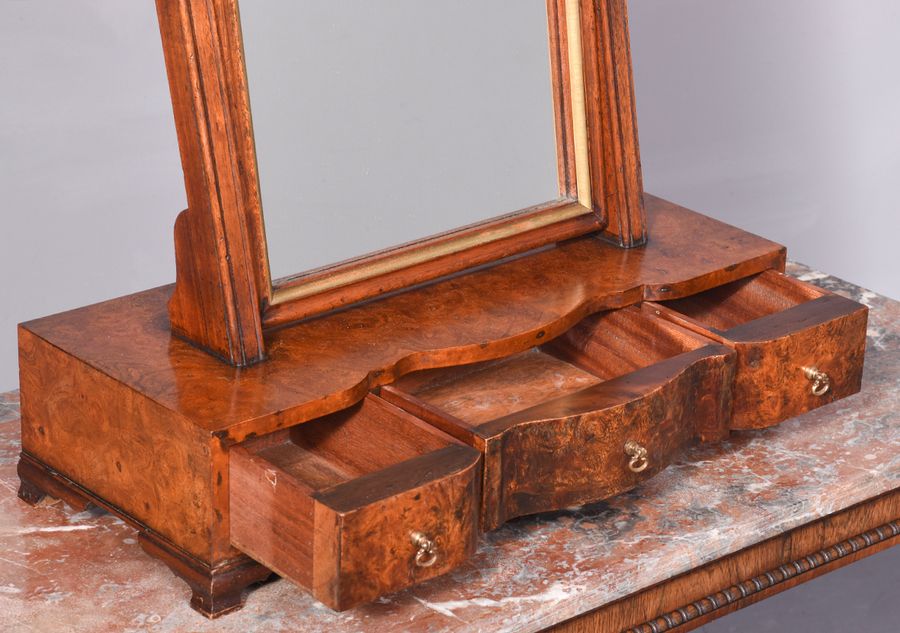 Antique George II Style Burr Elm Dressing Mirror