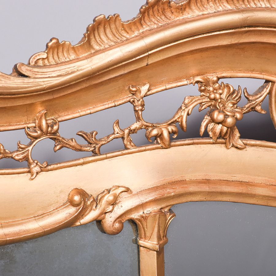 Antique Stylish Mid-Victorian Gilded Overmantel Mirror By Cicero Of Edinburgh