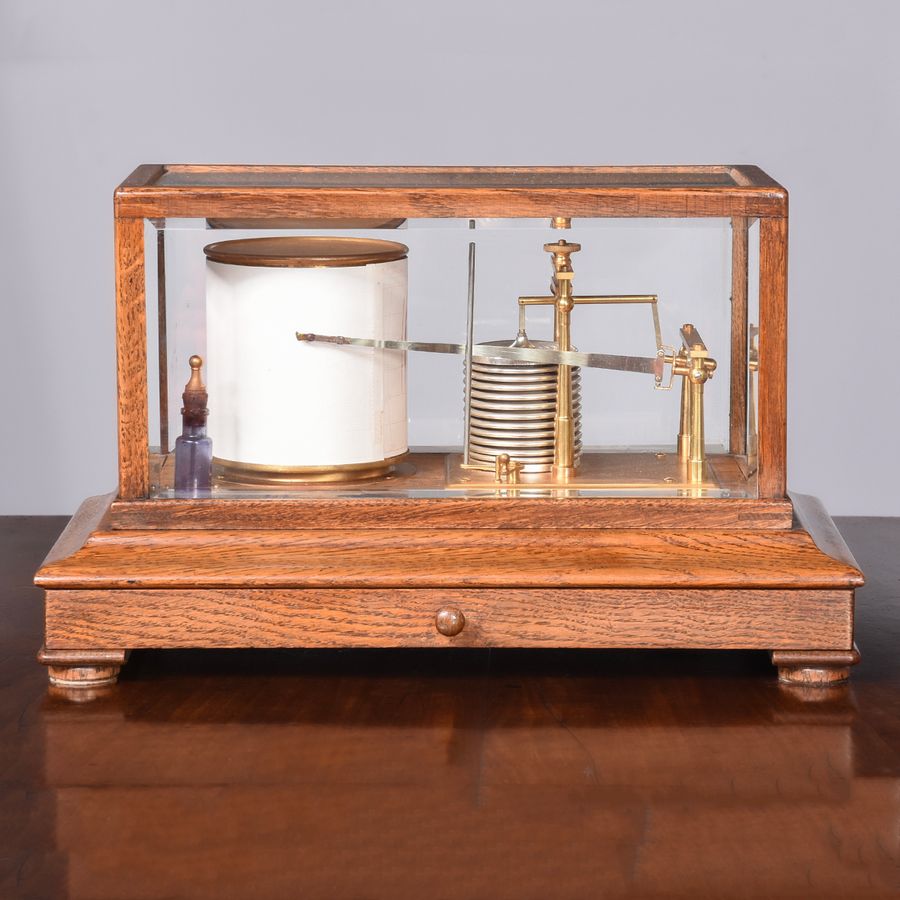 Antique Oak Cased Barograph, Stormograph, Model 2303 By Short and Mason