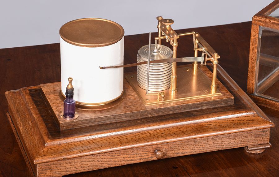 Antique Oak Cased Barograph, Stormograph, Model 2303 By Short and Mason