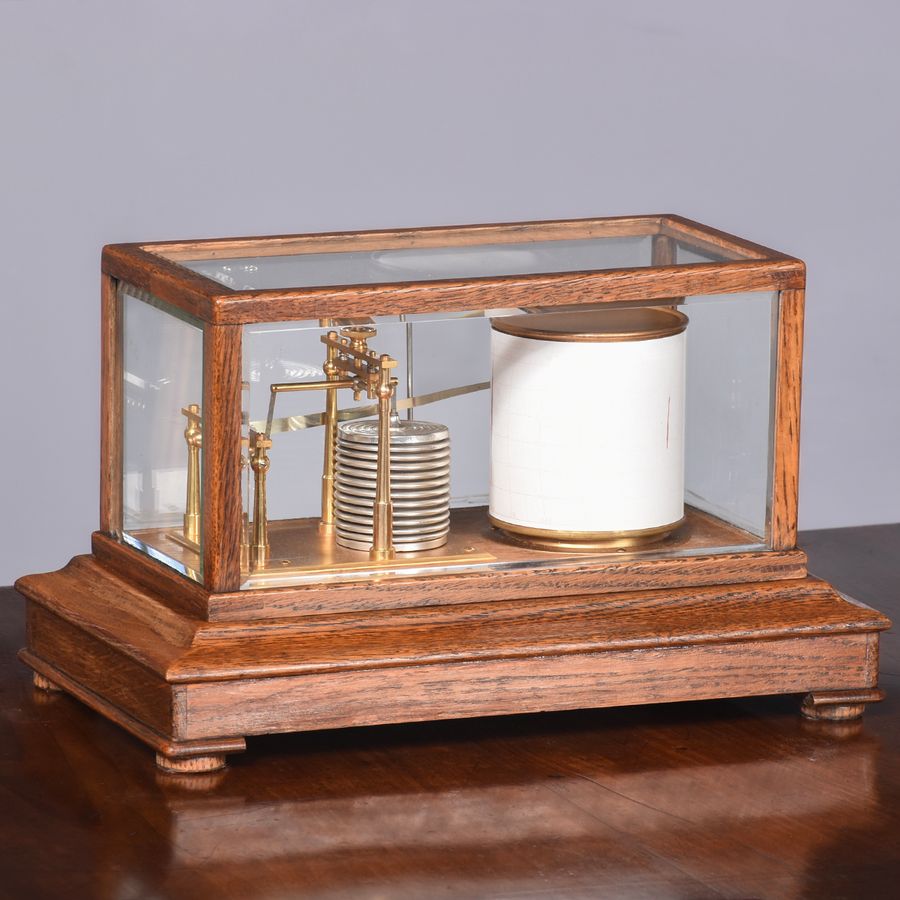 Antique Oak Cased Barograph, Stormograph, Model 2303 By Short and Mason