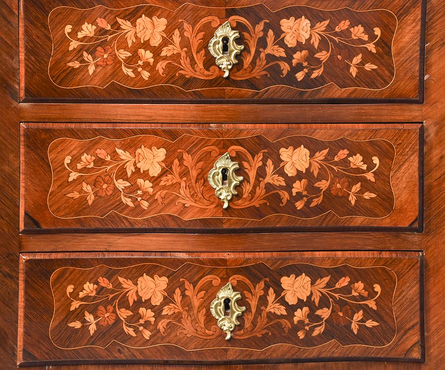 Antique Decorative French Marquetry Inlaid Walnut Secretaire-A’abbant