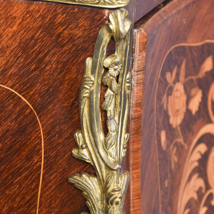 Antique Decorative French Marquetry Inlaid Walnut Secretaire-A’abbant