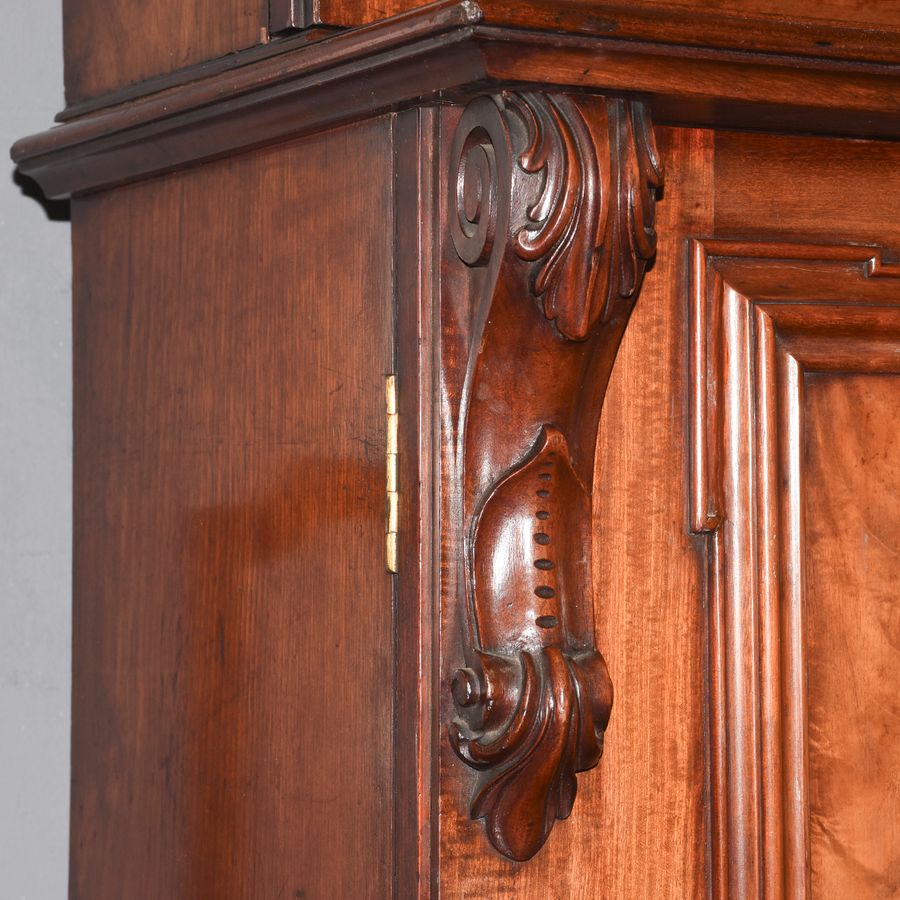 Antique Early Victorian Mahogany Four Door Breakfront Cabinet Bookcase