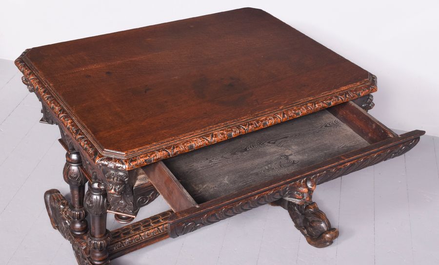 Antique A Dutch Carved Oak Dolphin Table