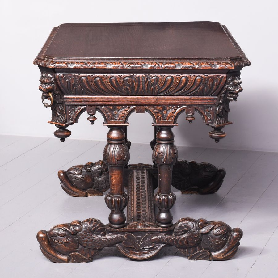 Antique A Dutch Carved Oak Dolphin Table