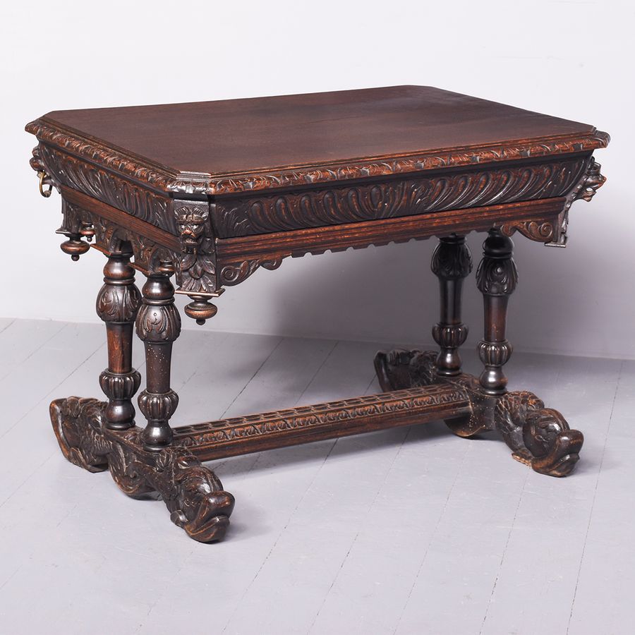 Antique A Dutch Carved Oak Dolphin Table