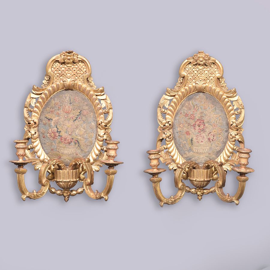 Antique Exhibition Quality Pair of Baroque Style Wall Sconces