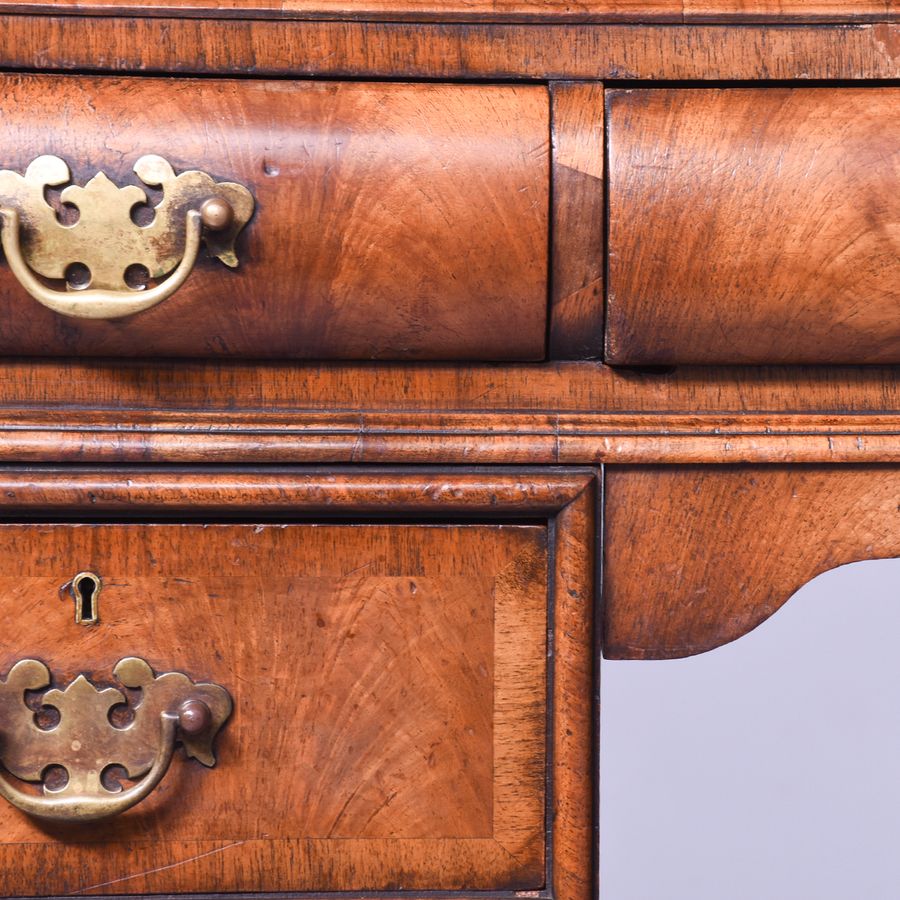 Antique Early Georgian-Style Walnut Freestanding Kneehole Writing Desk