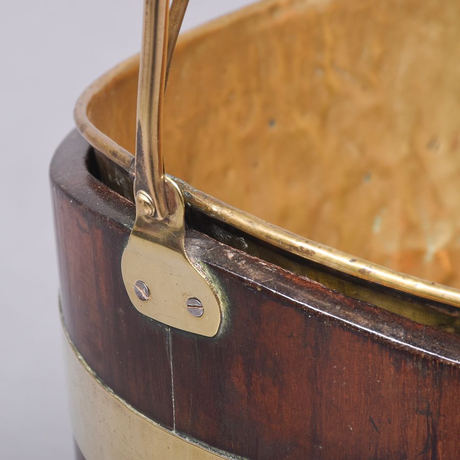 Antique Quality Mahogany and Brass Navette Bucket