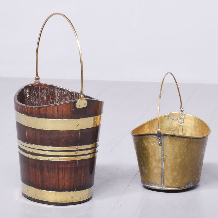 Antique Quality Mahogany and Brass Navette Bucket